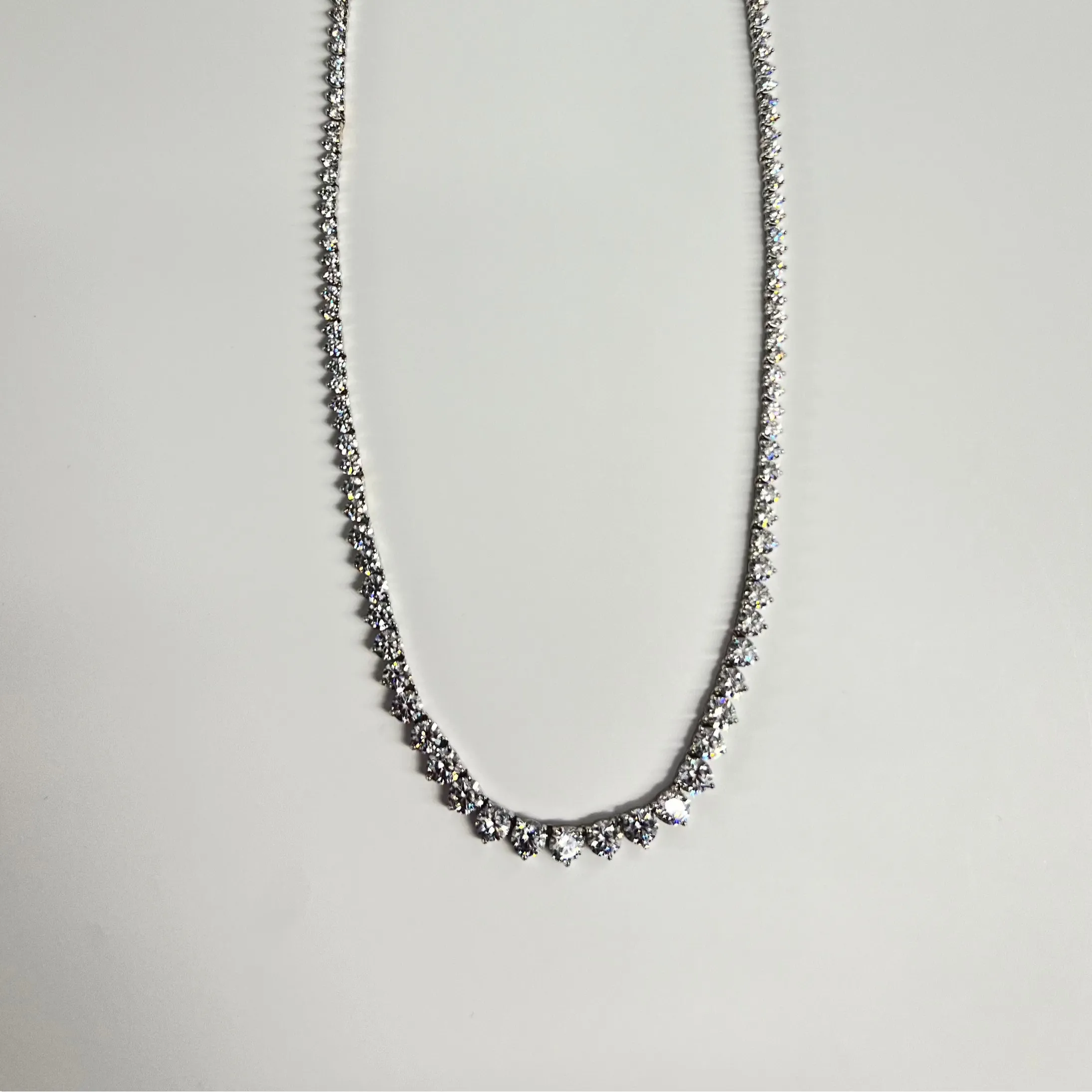 15tcw Tapered Lab Grown Diamond Tennis Necklace sold by Aurate