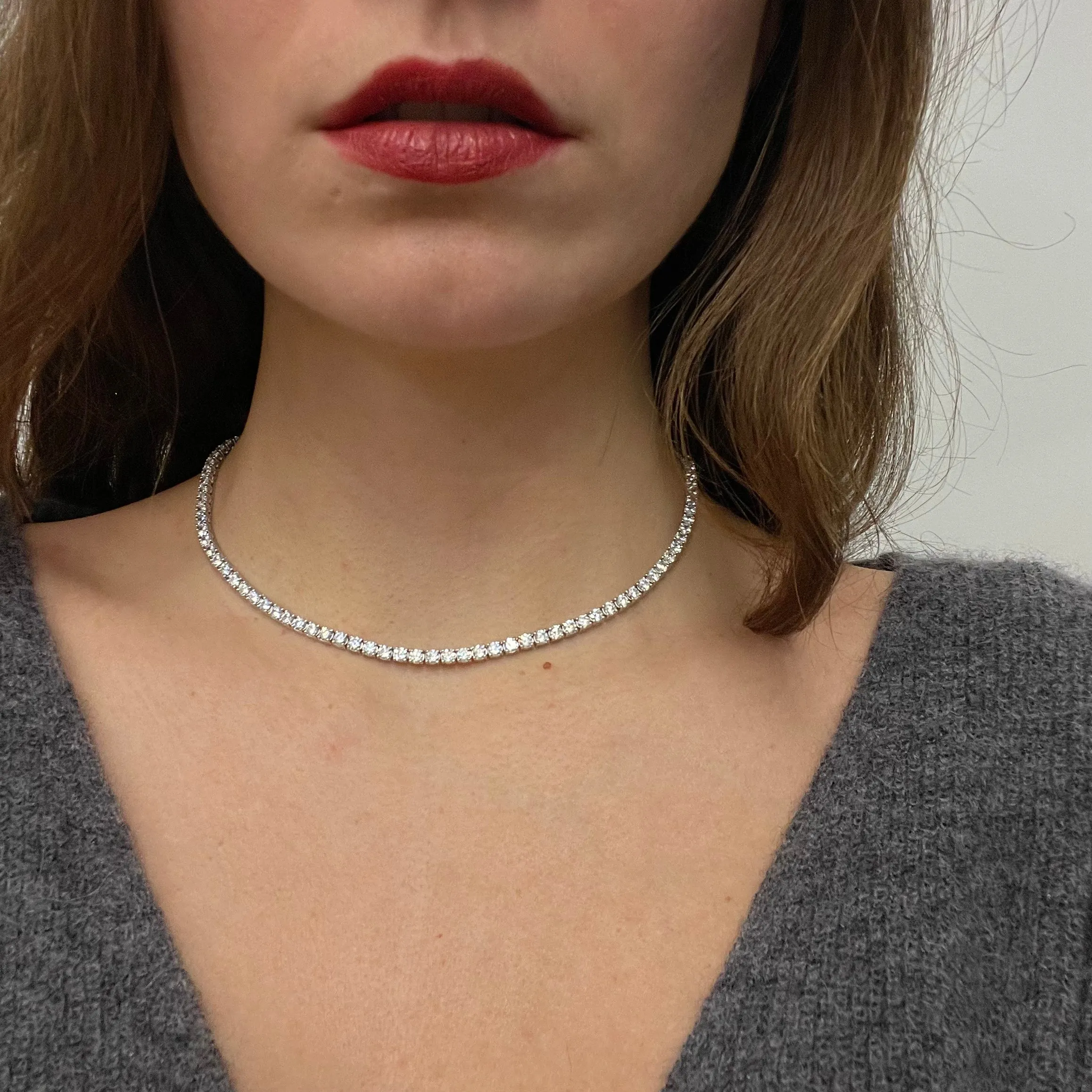 15.5tcw Lab Grown Diamond Tennis Necklace sold by Aurate product image thumbnail 2