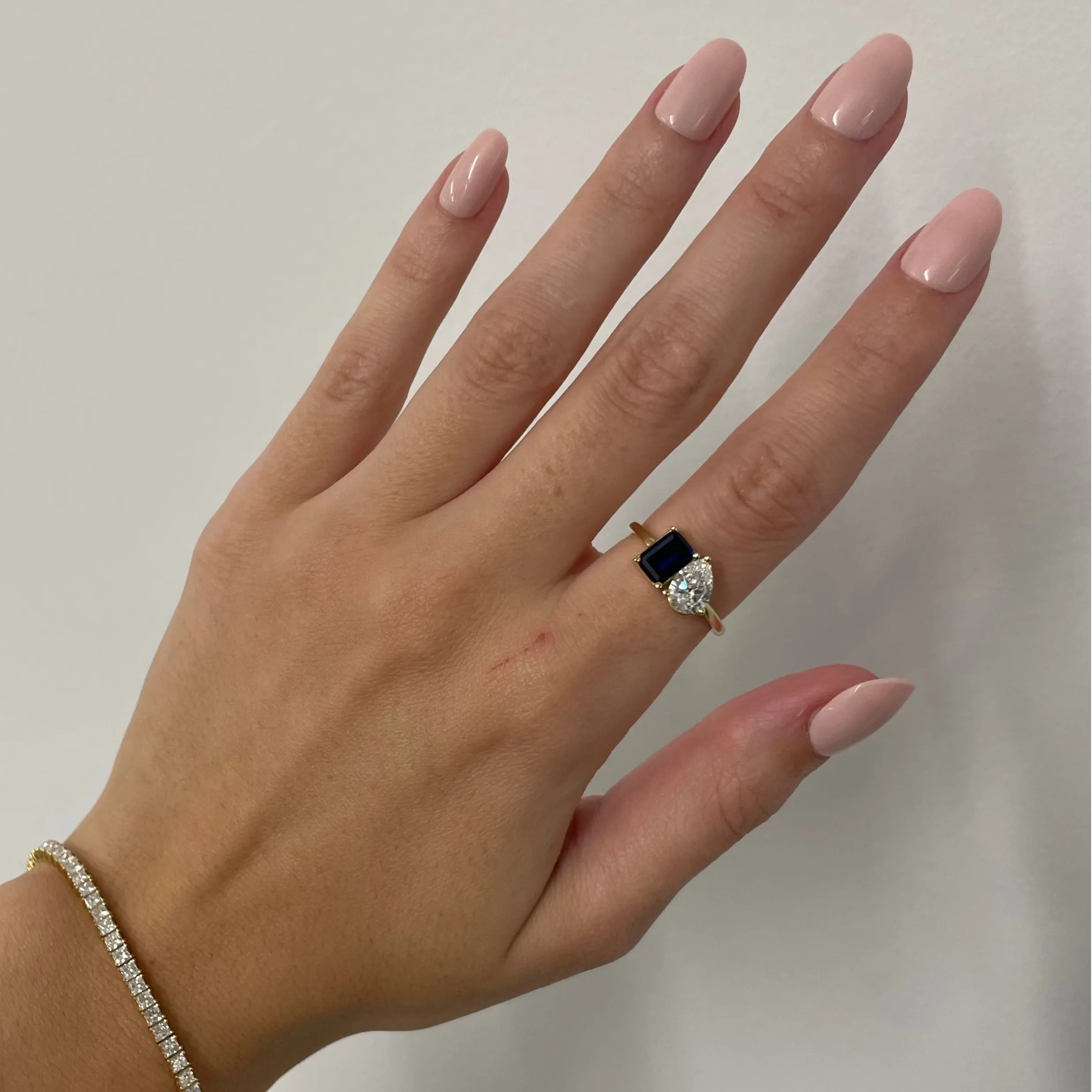 2tcw Toi et Moi Ring - Lab Grown Diamond and Blue Sapphire sold by Aurate product image thumbnail 3