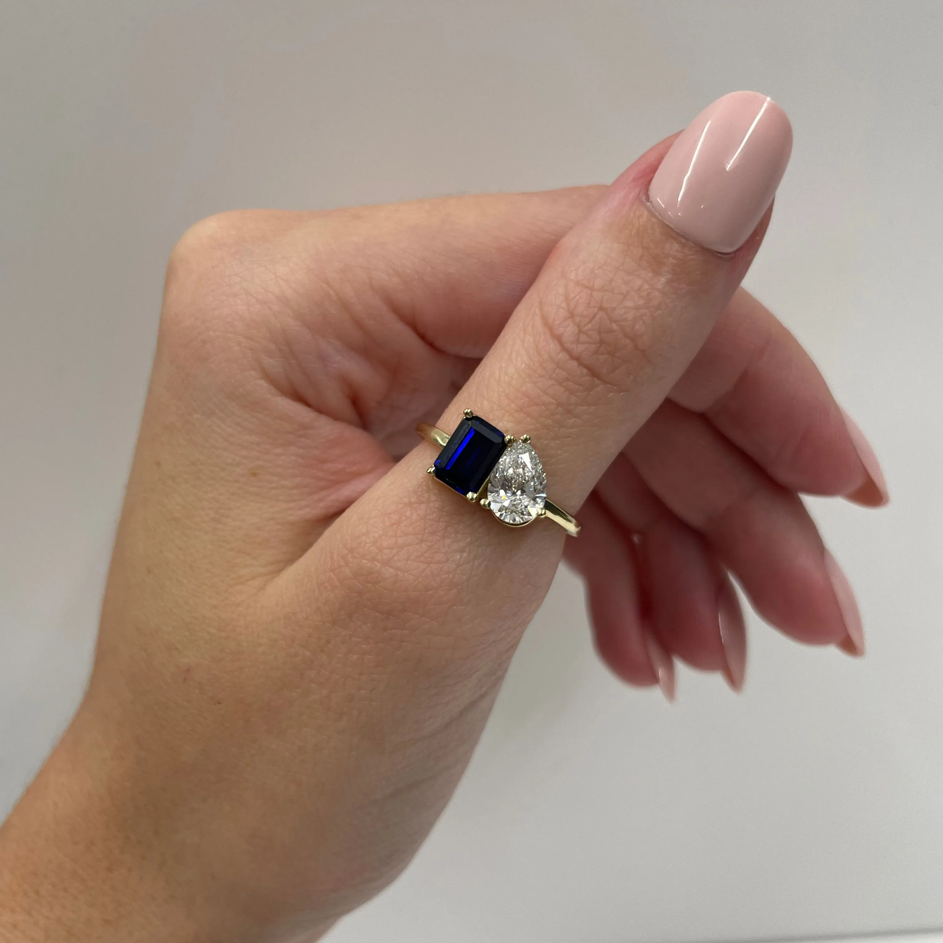 2tcw Toi et Moi Ring - Lab Grown Diamond and Blue Sapphire sold by Aurate product image thumbnail 2