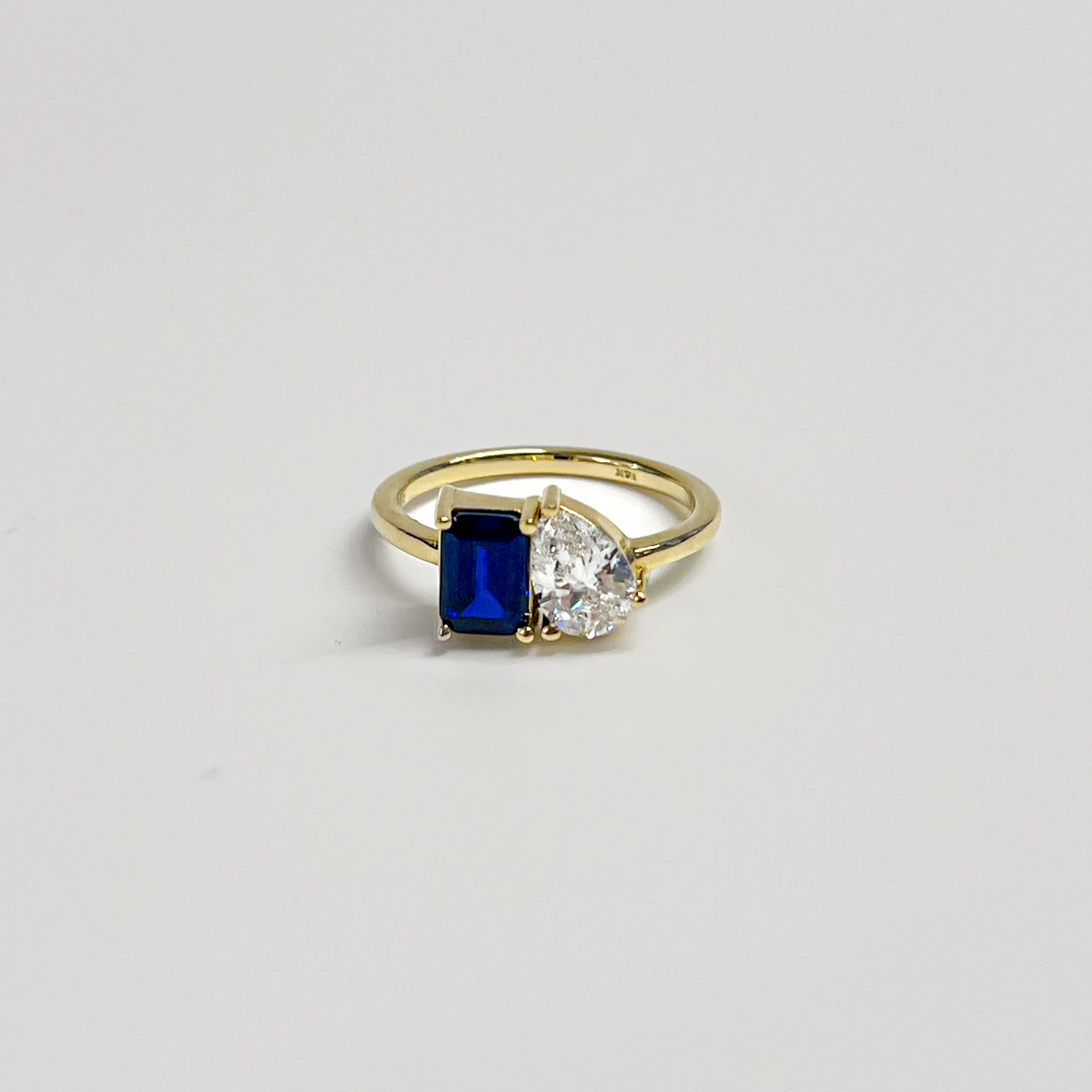 2tcw Toi et Moi Ring - Lab Grown Diamond and Blue Sapphire sold by Aurate