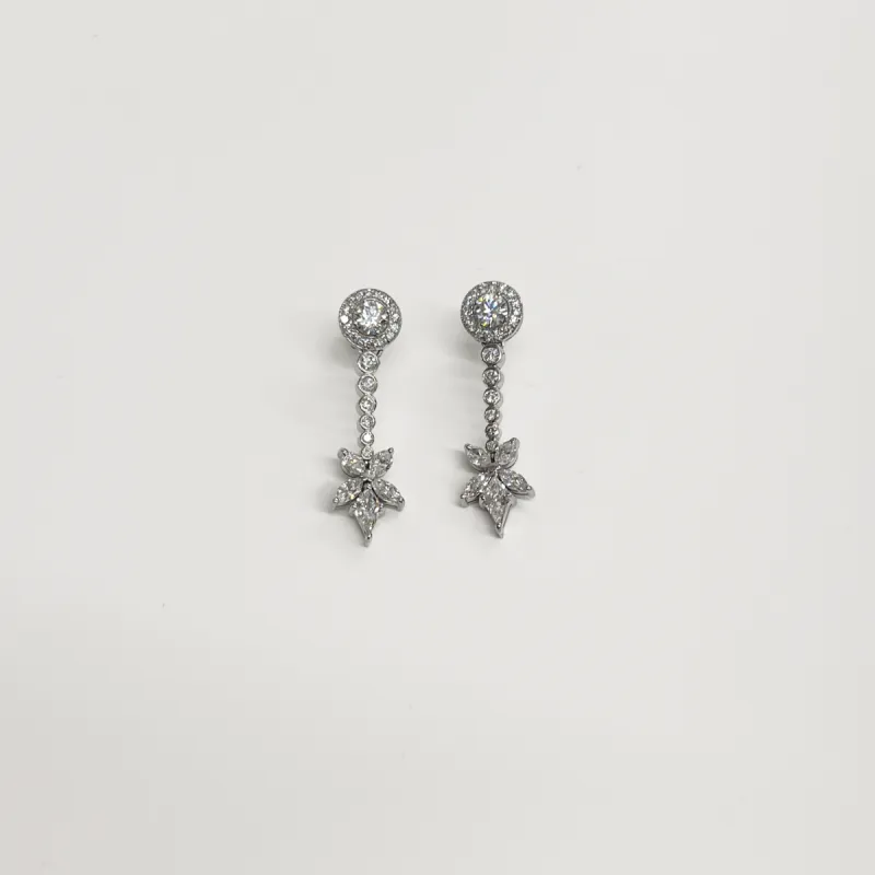 3.5tcw Antique Style Diamond Drop Earrings sold by Aurate