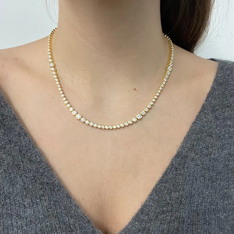 5.7tcw Tapered Bezel Lab Grown Diamond Tennis Necklace sold by Aurate