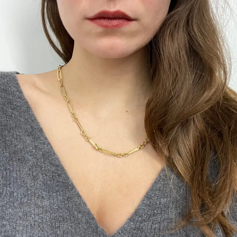 Specialty 14k Hollow Paperclip Chain Necklace made by Aurate