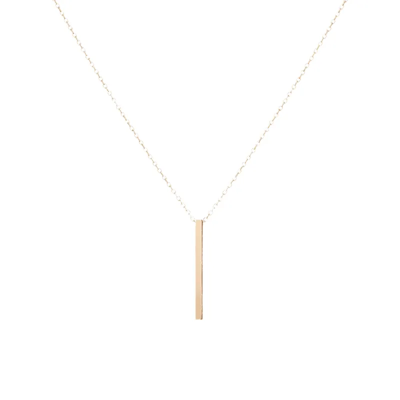 Short Gold Bar Drop Necklace sold by Aurate