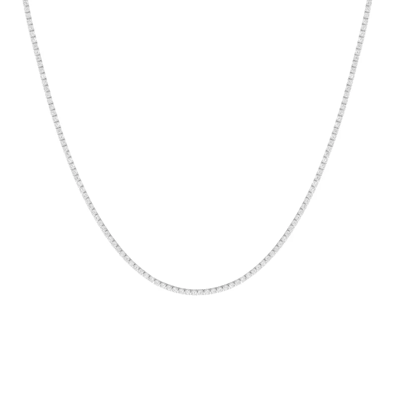 Petite Lab Grown White Sapphire Tennis Necklace sold by Aurate