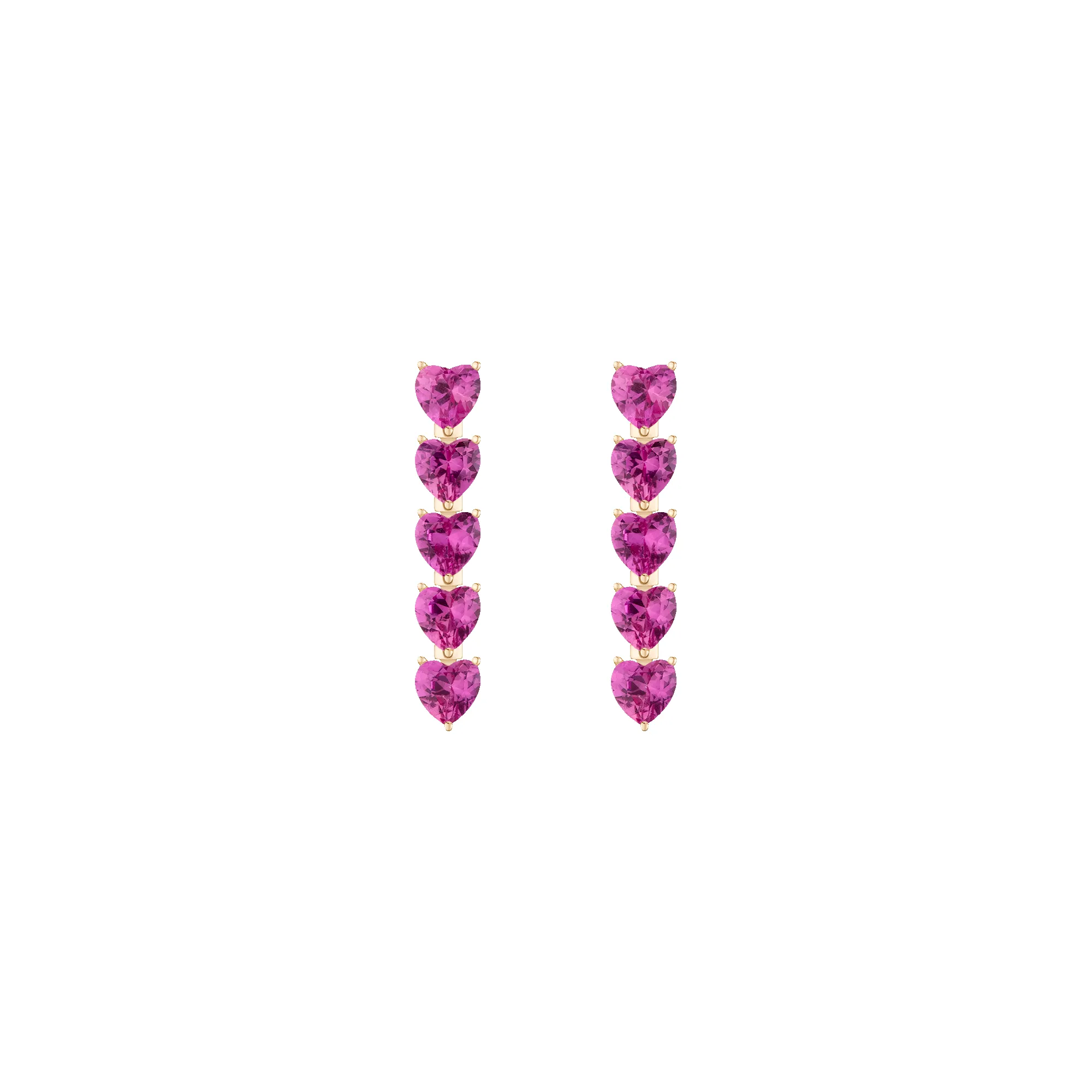 Lab Grown Pink Sapphire Heart Tennis Earrings sold by Aurate
