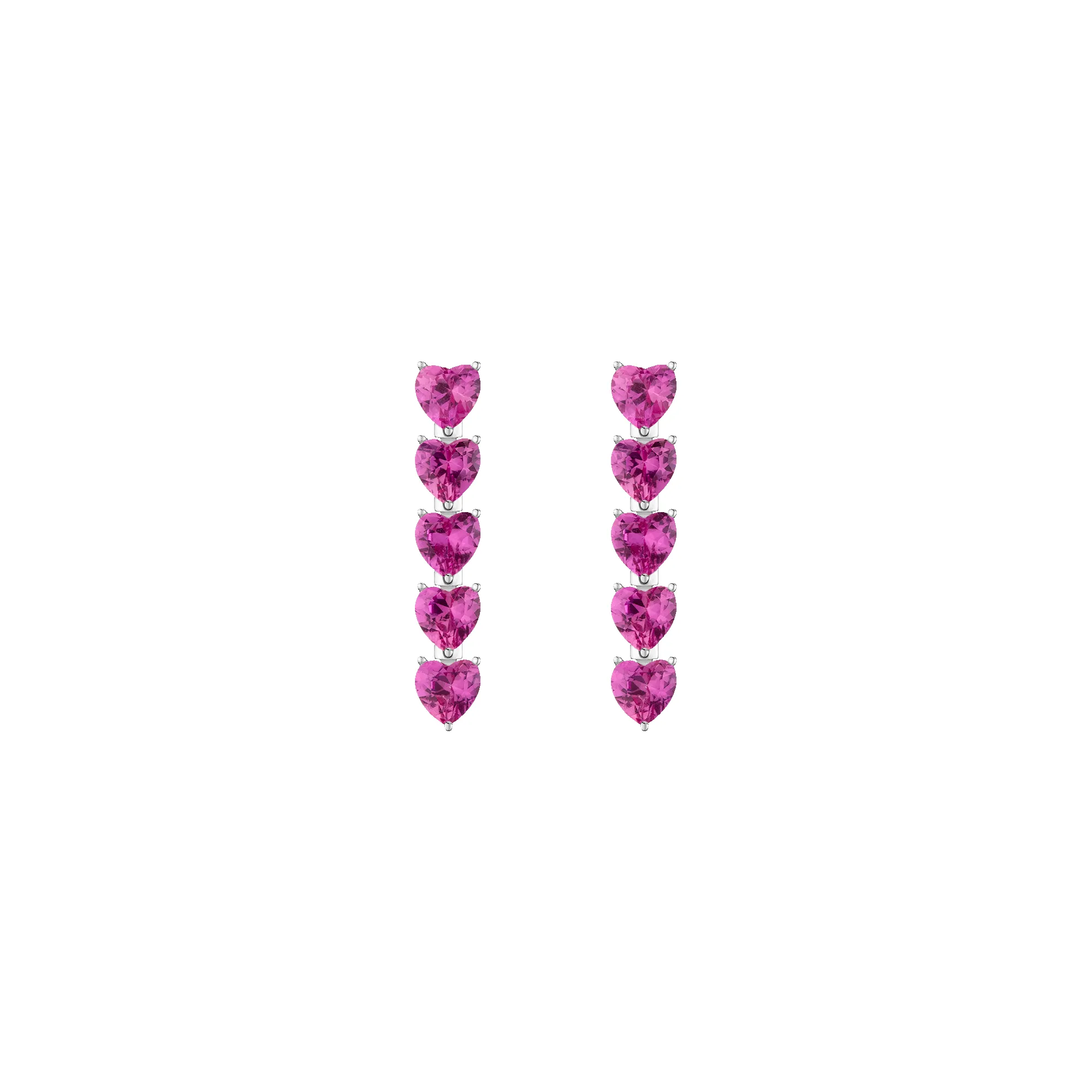 Lab Grown Pink Sapphire Heart Tennis Earrings sold by Aurate product image thumbnail 2