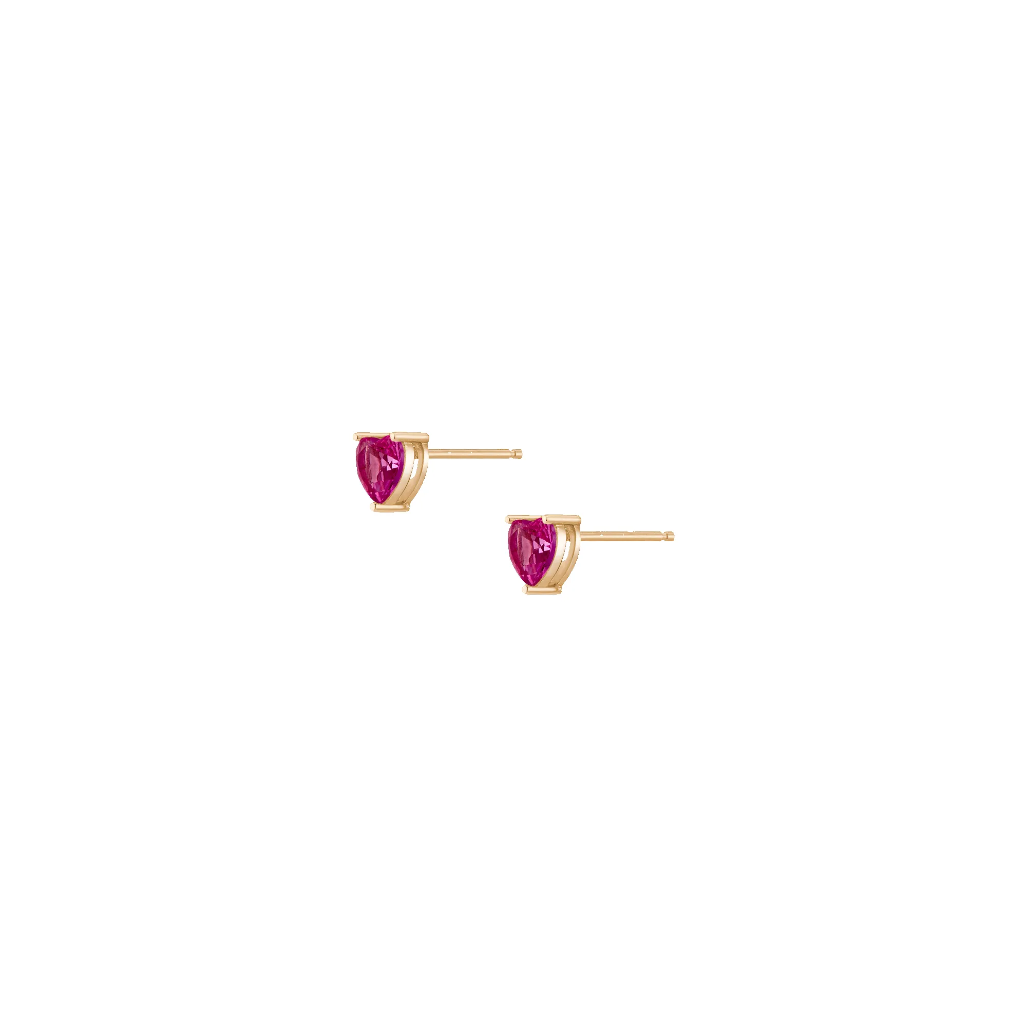 Lab Grown Pink Sapphire Heart Stud Earrings sold by Aurate product image thumbnail 3