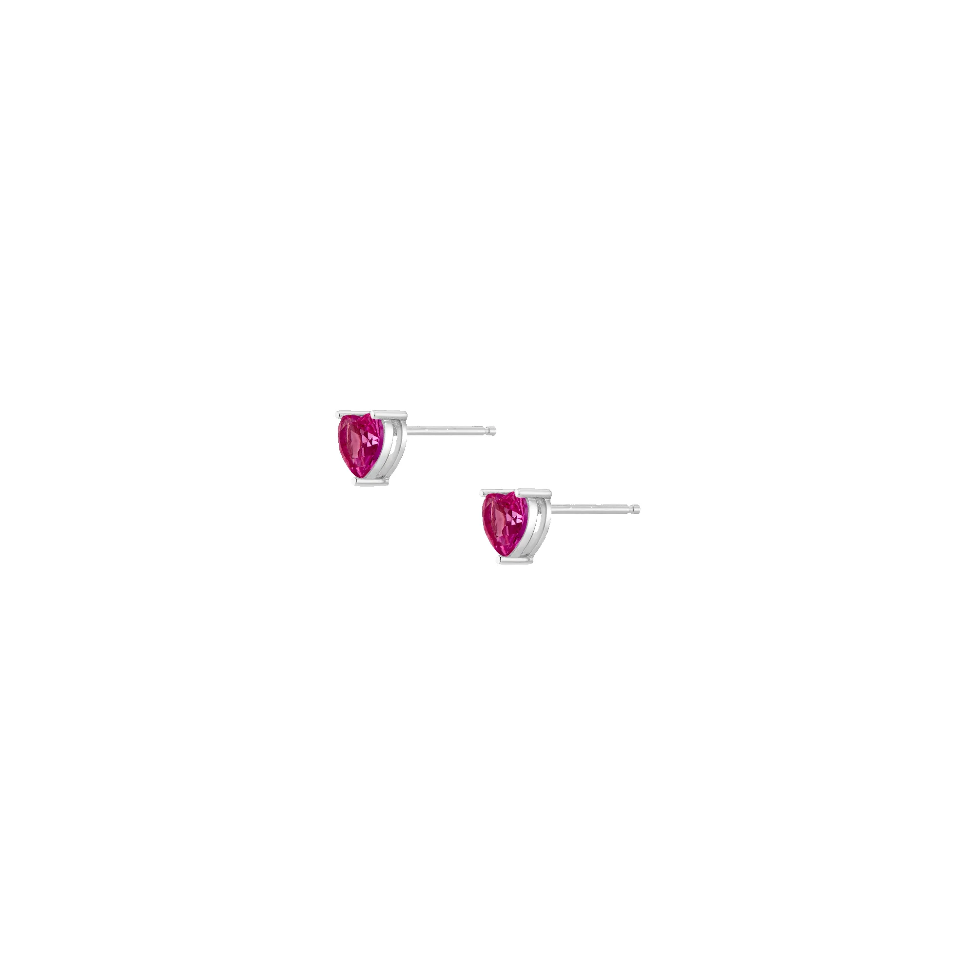Lab Grown Pink Sapphire Heart Stud Earrings sold by Aurate product image thumbnail 4