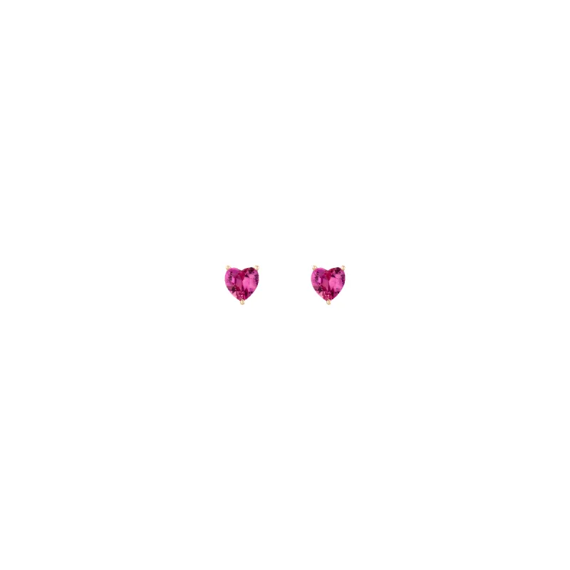 Lab Grown Pink Sapphire Heart Stud Earrings sold by Aurate