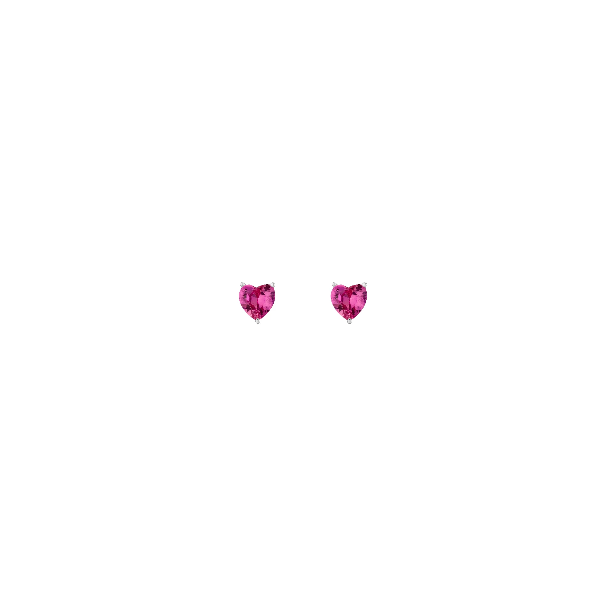 Lab Grown Pink Sapphire Heart Stud Earrings sold by Aurate product image thumbnail 2
