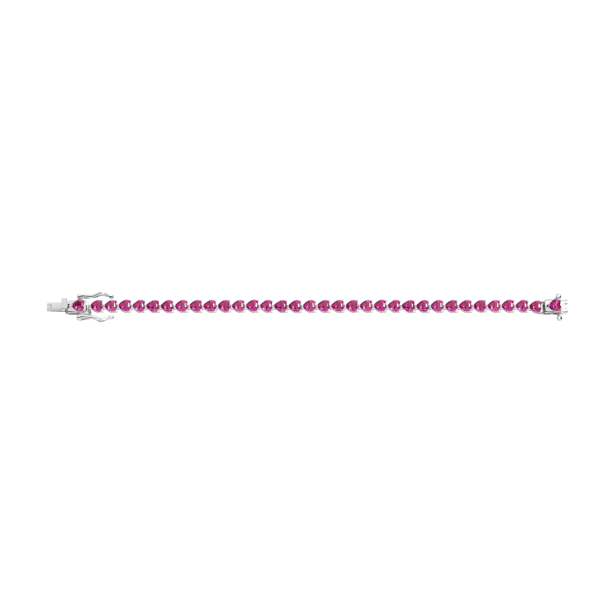 Lab Grown Pink Sapphire Heart Tennis Bracelet sold by Aurate product image thumbnail 4