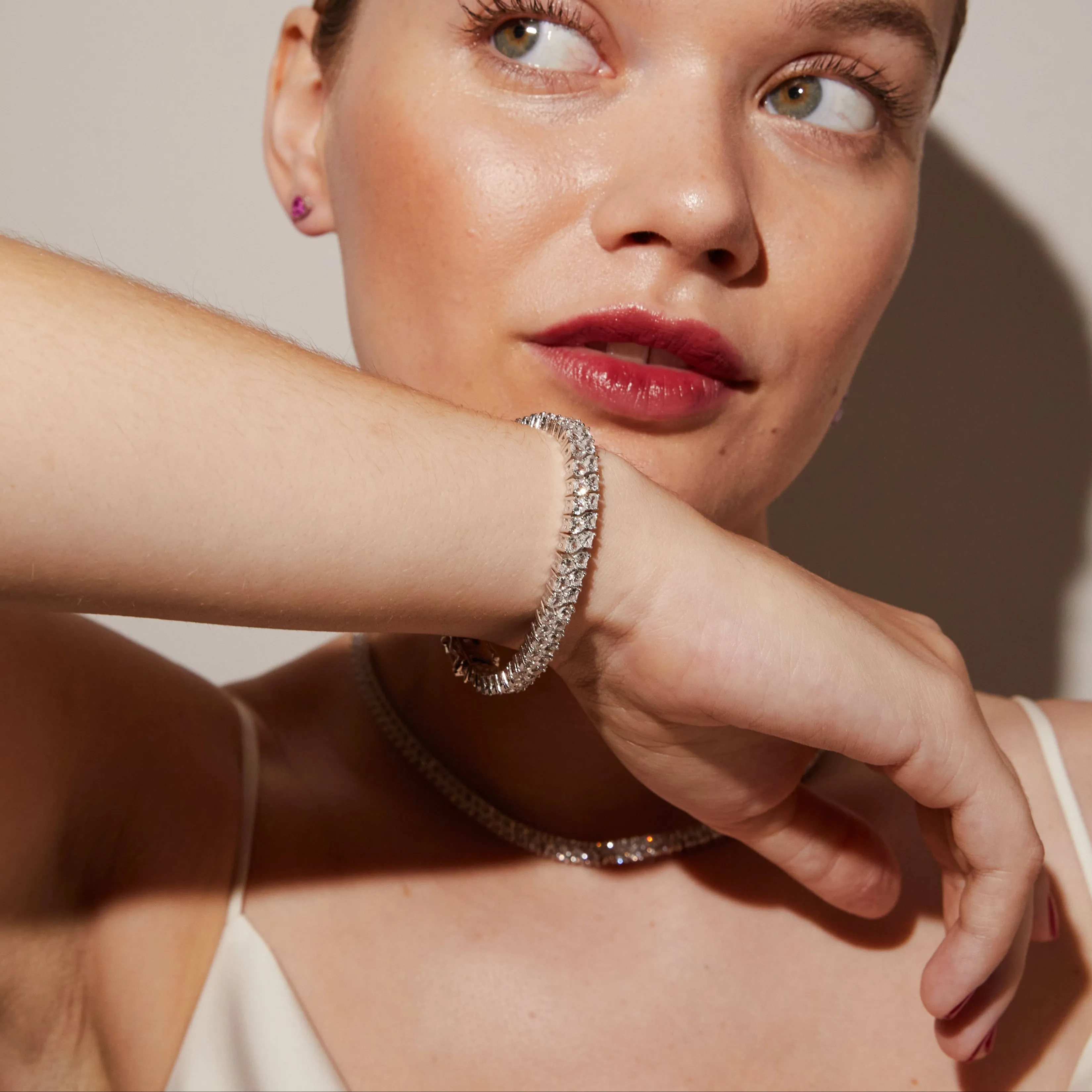 Lab Grown White Sapphire Love Affair Tennis Bracelet sold by Aurate product image thumbnail 5