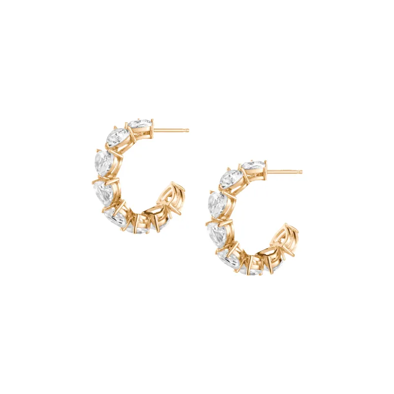 Lab Grown White Sapphire Heart Hoop Earrings sold by Aurate