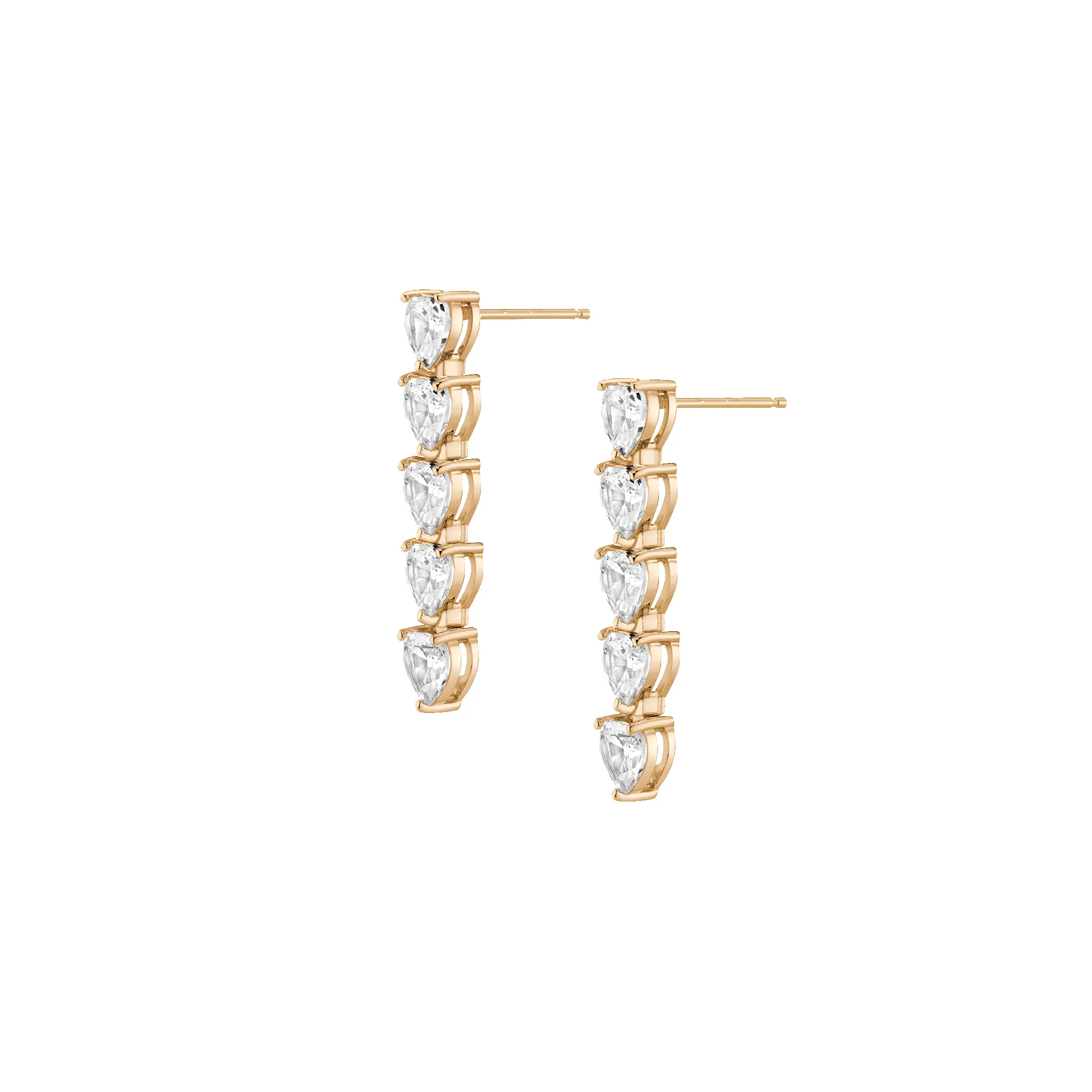 Lab Grown White Sapphire Heart Tennis Earrings sold by Aurate product image thumbnail 3