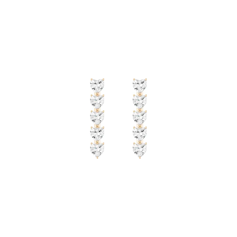 Lab Grown White Sapphire Heart Tennis Earrings sold by Aurate