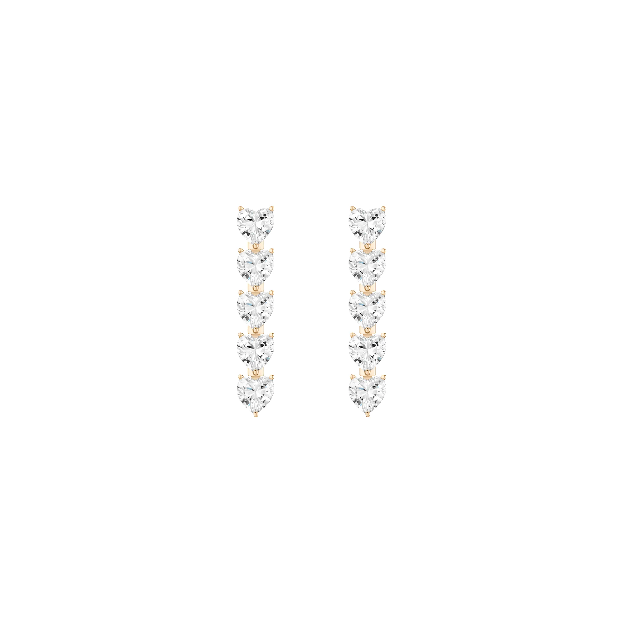 Lab Grown White Sapphire Heart Tennis Earrings sold by Aurate
