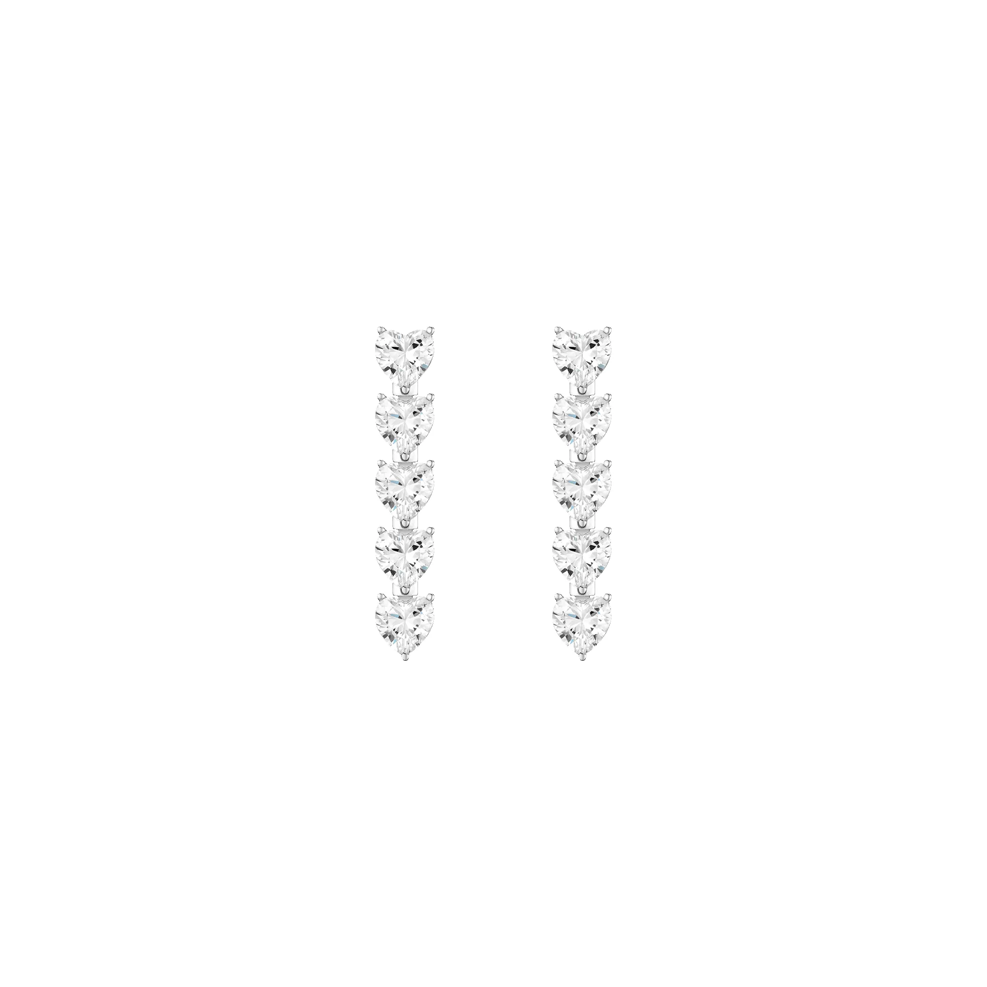 Lab Grown White Sapphire Heart Tennis Earrings sold by Aurate product image thumbnail 2