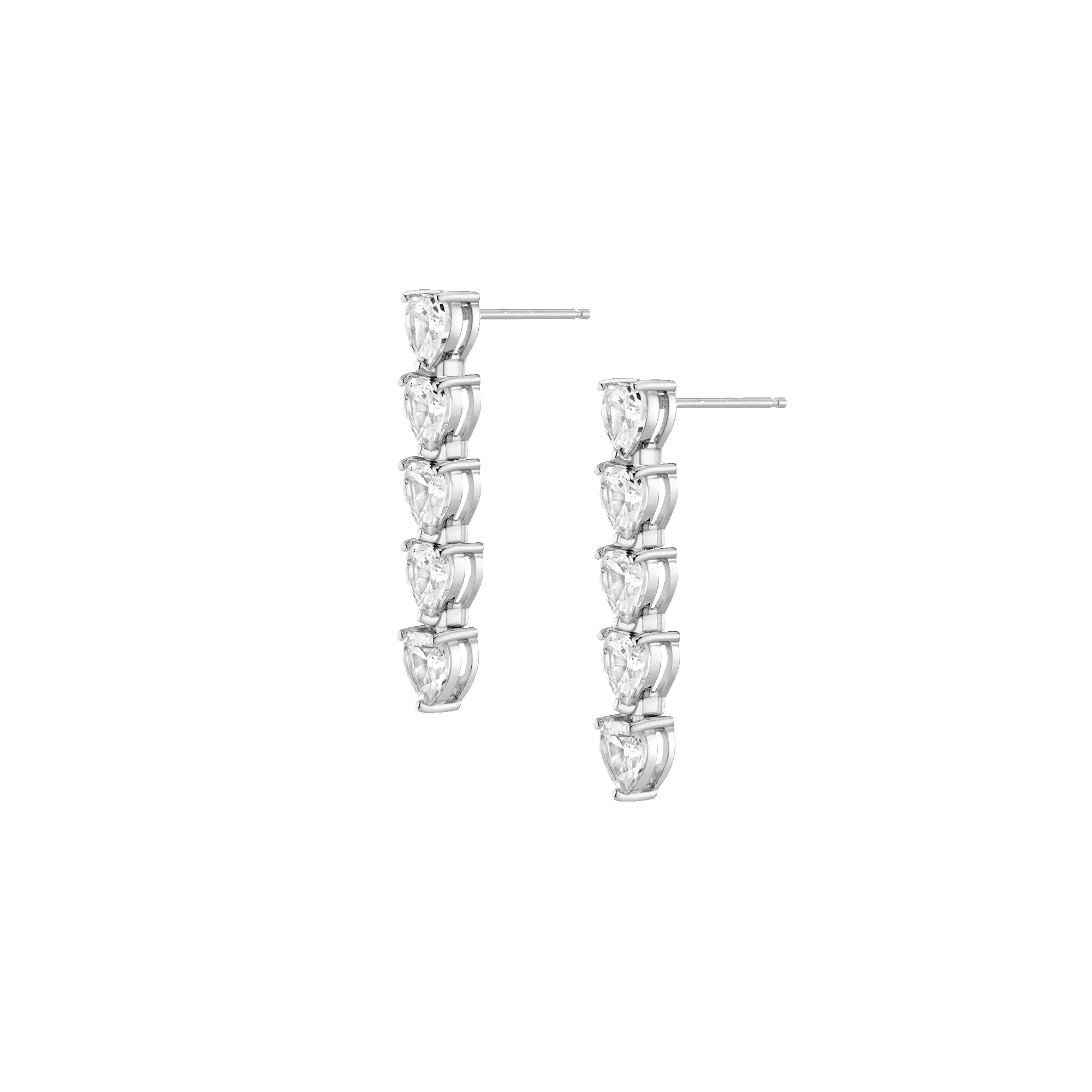 Lab Grown White Sapphire Heart Tennis Earrings sold by Aurate product image thumbnail 4