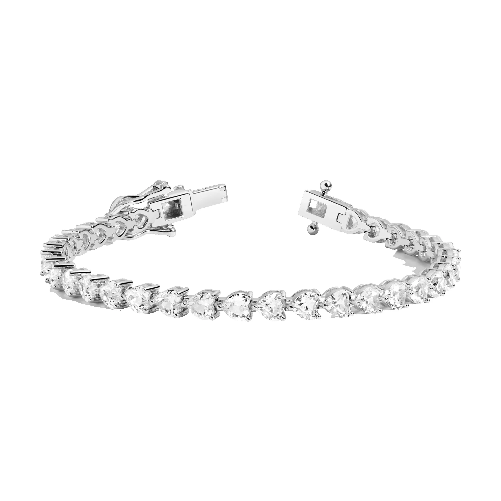 Lab Grown White Sapphire Heart Tennis Bracelet sold by Aurate