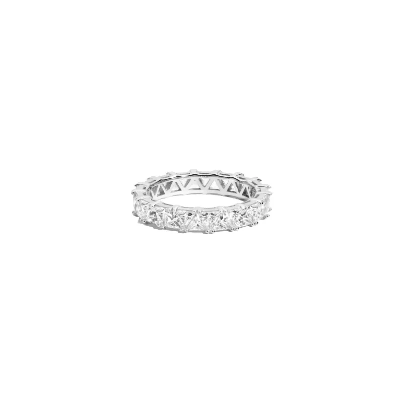 Lab Grown White Sapphire Trillion Eternity Ring sold by Aurate