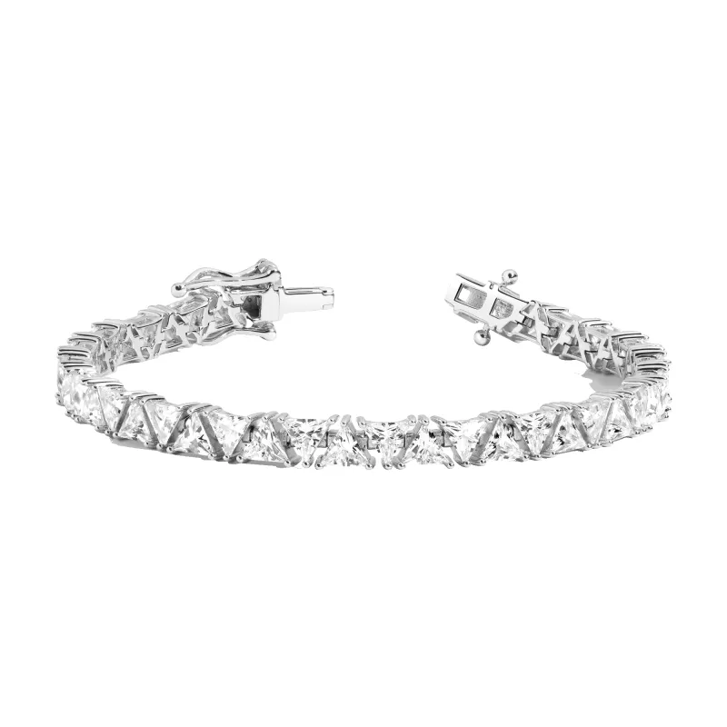 Lab Grown White Sapphire Trillion Tennis Bracelet sold by Aurate