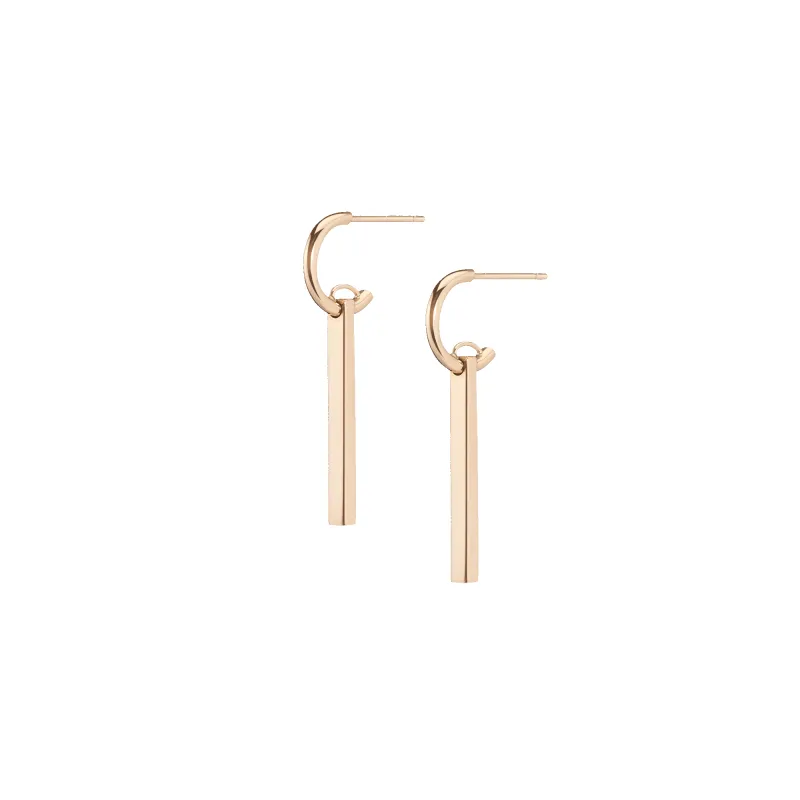 Gold Bar Huggie Earrings sold by Aurate
