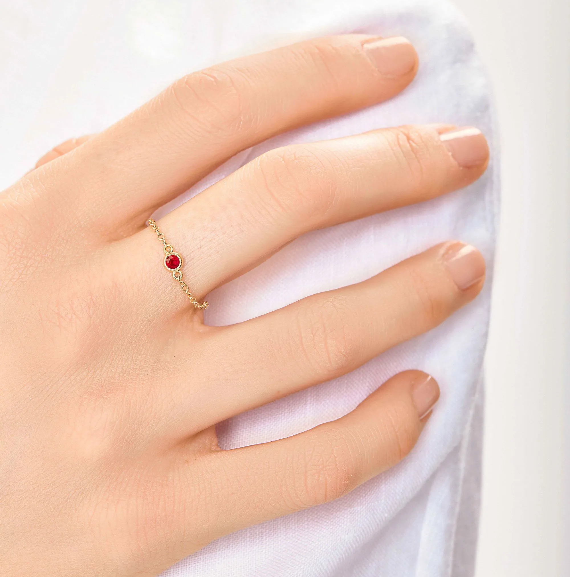 Birthstone Bezel Ring - Aquamarine sold by Aurate product image thumbnail 4