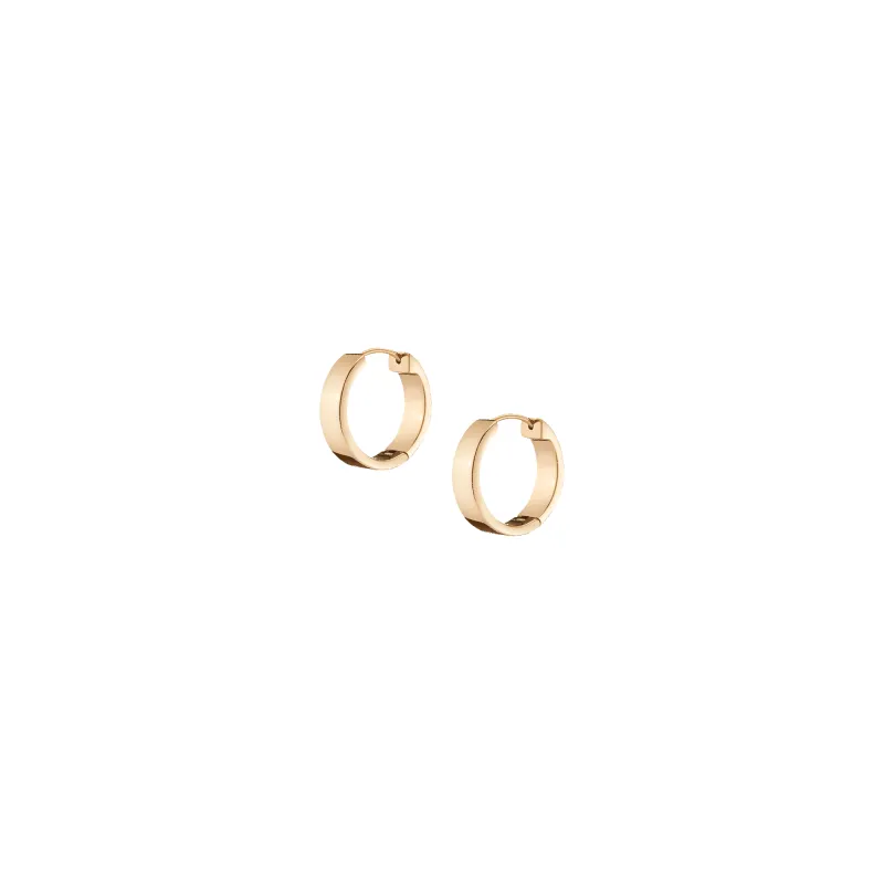 Wide Gold Hinged Huggie Earrings - 15mm sold by Aurate