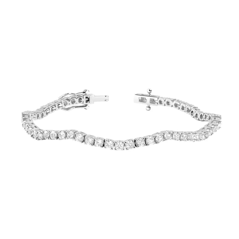 Lab Grown White Sapphire Wave Tennis Bracelet sold by Aurate
