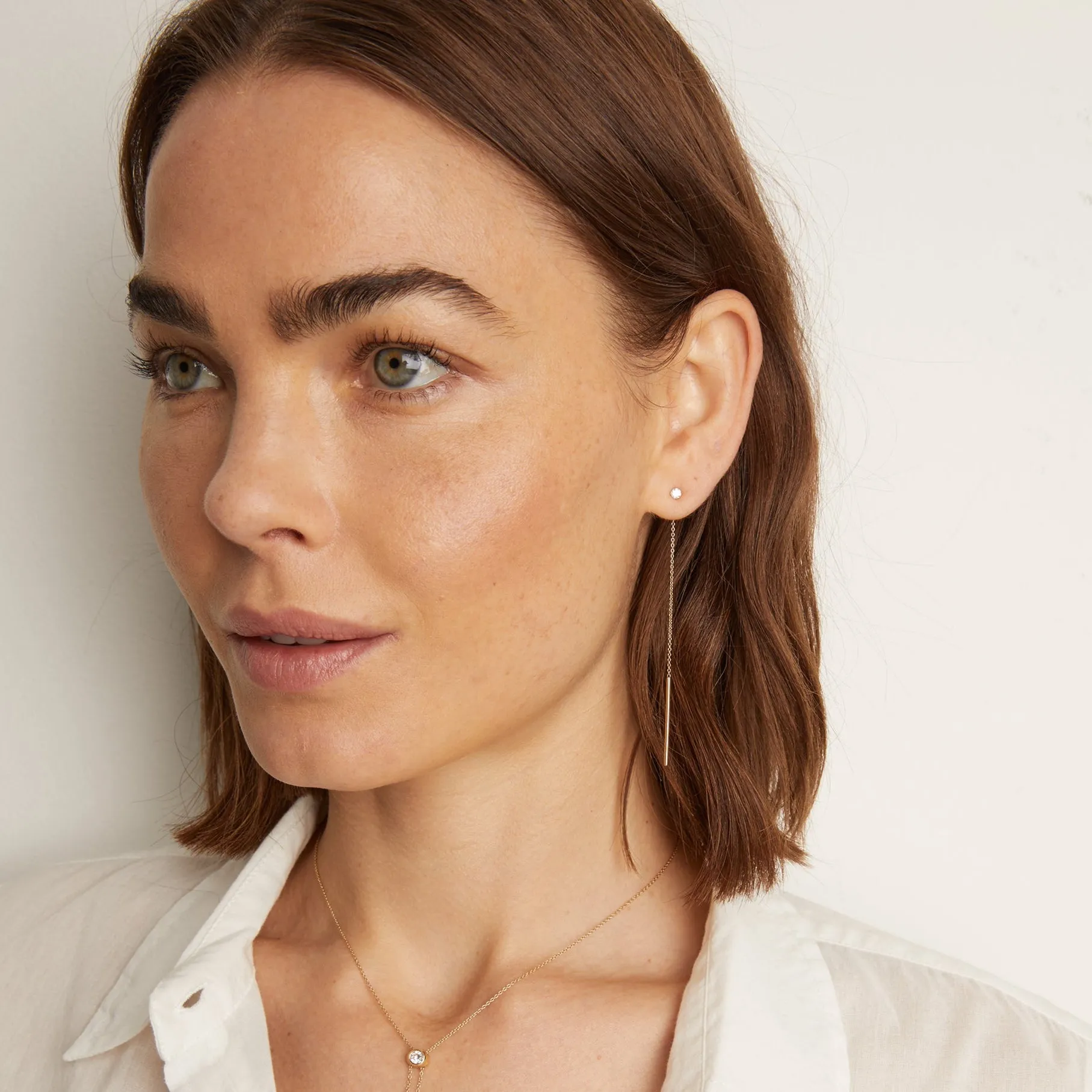 Aurate x Frye: Lab Grown Diamond Lariat Earrings sold by Aurate product image thumbnail 4