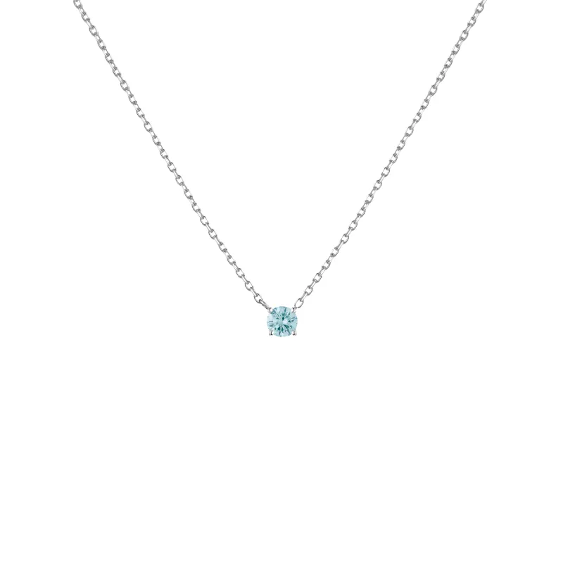 Lab Grown Blue Diamond Solitaire Necklace made by Aurate
