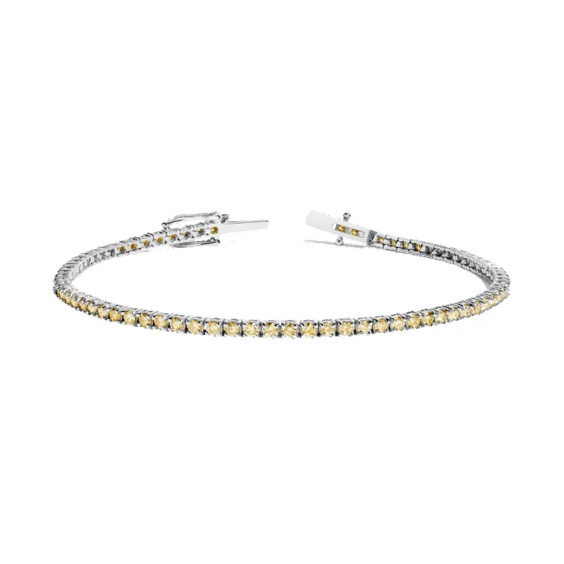 Lab Grown Yellow Diamond Tennis Bracelet sold by Aurate