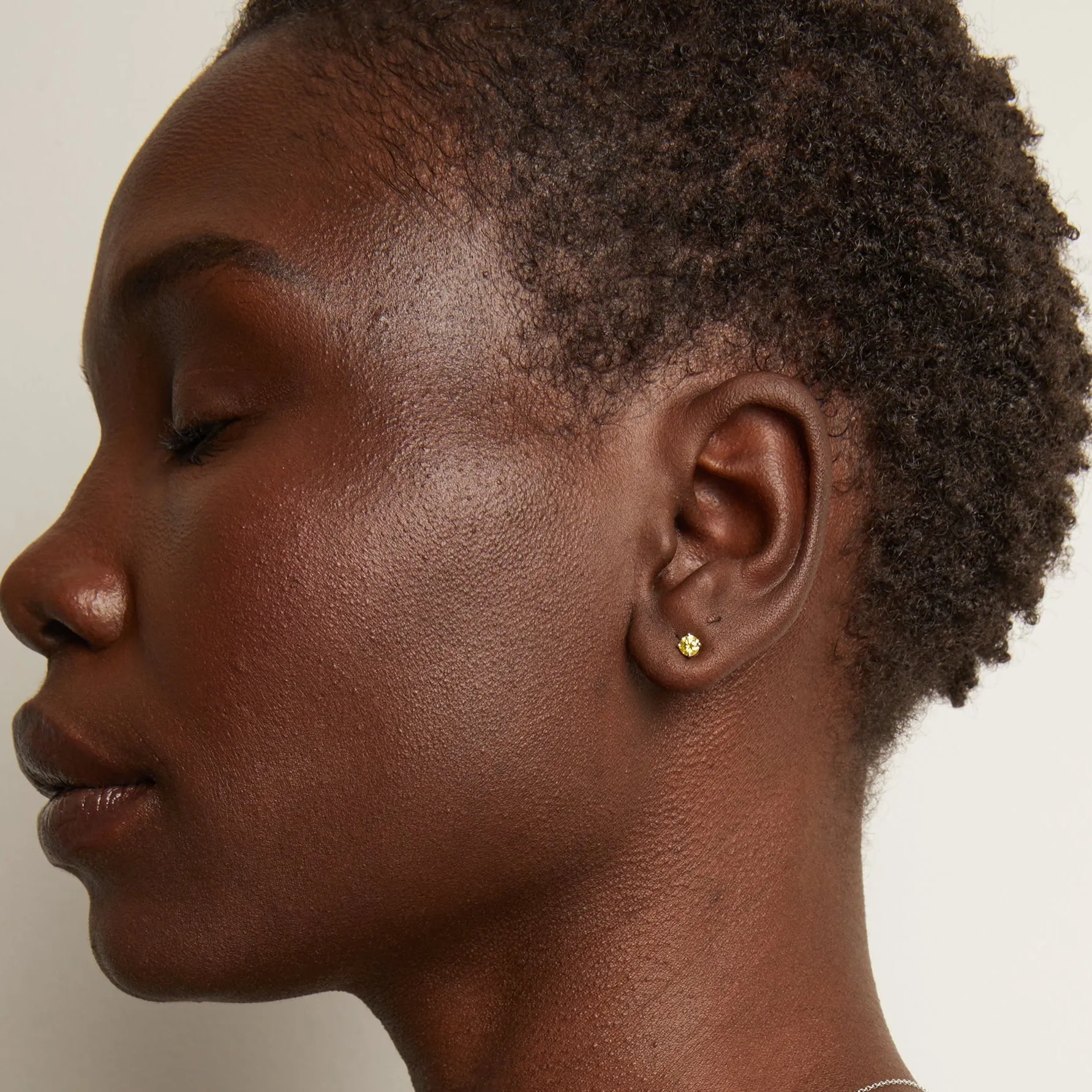 Lab Grown Yellow Diamond Solitaire Stud Earrings sold by Aurate product image thumbnail 5