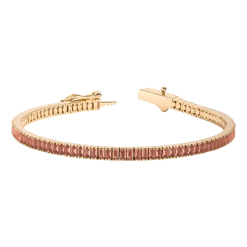 Lab Grown Sunstone Baguette Tennis Bracelet sold by Aurate