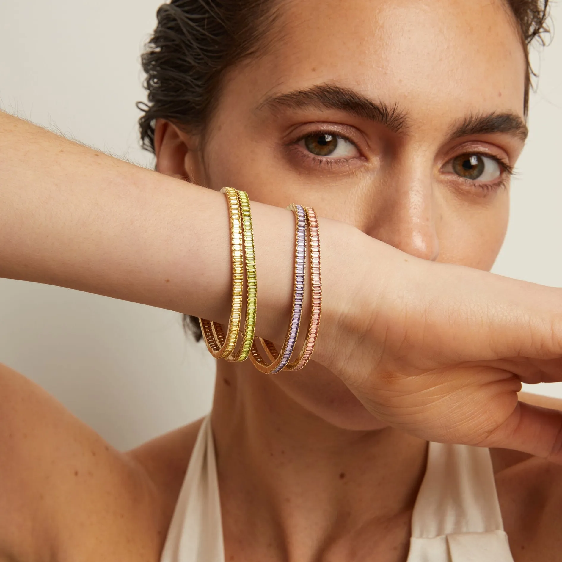 Lab Grown Citrine Baguette Tennis Bracelet sold by Aurate product image thumbnail 5