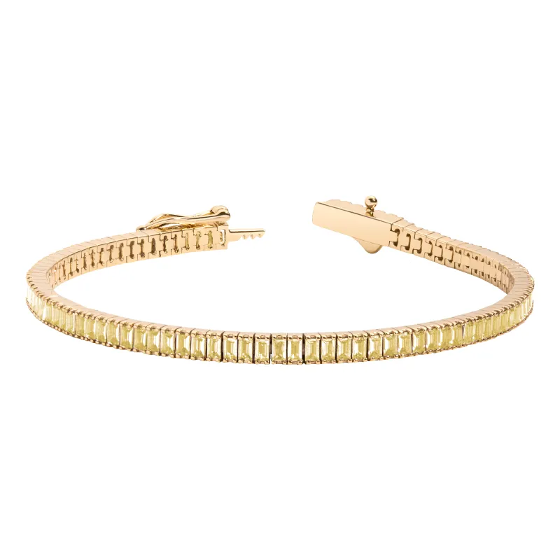 Lab Grown Citrine Baguette Tennis Bracelet sold by Aurate