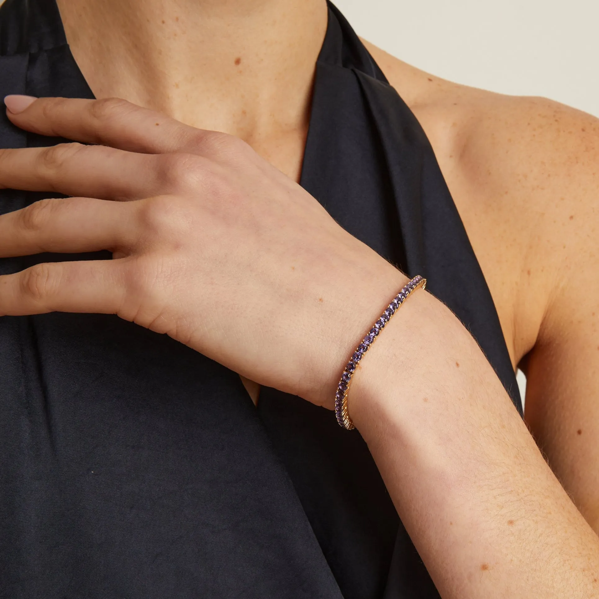 Lab Grown Amethyst Tennis Bracelet sold by Aurate product image thumbnail 4