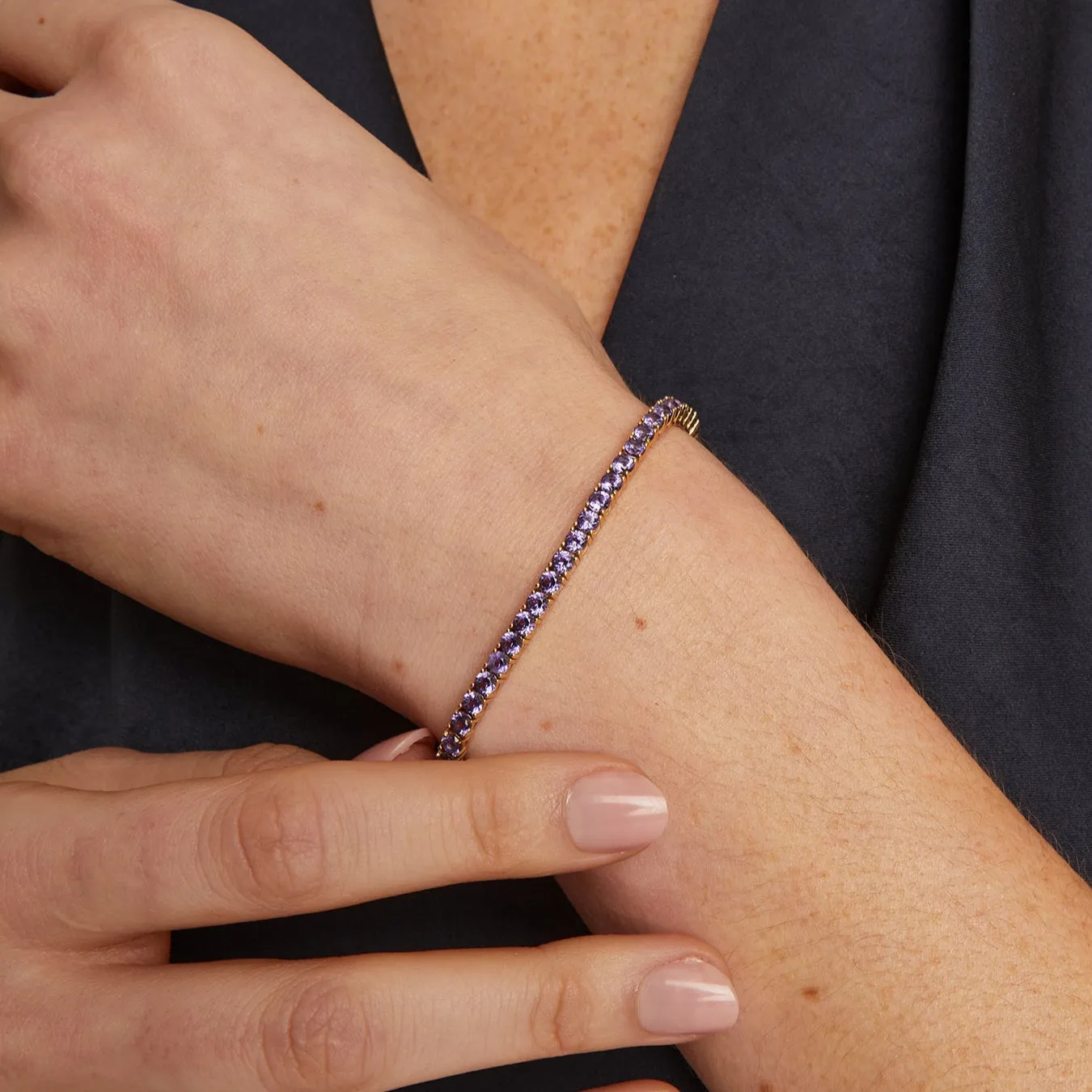 Lab Grown Amethyst Tennis Bracelet sold by Aurate product image thumbnail 3