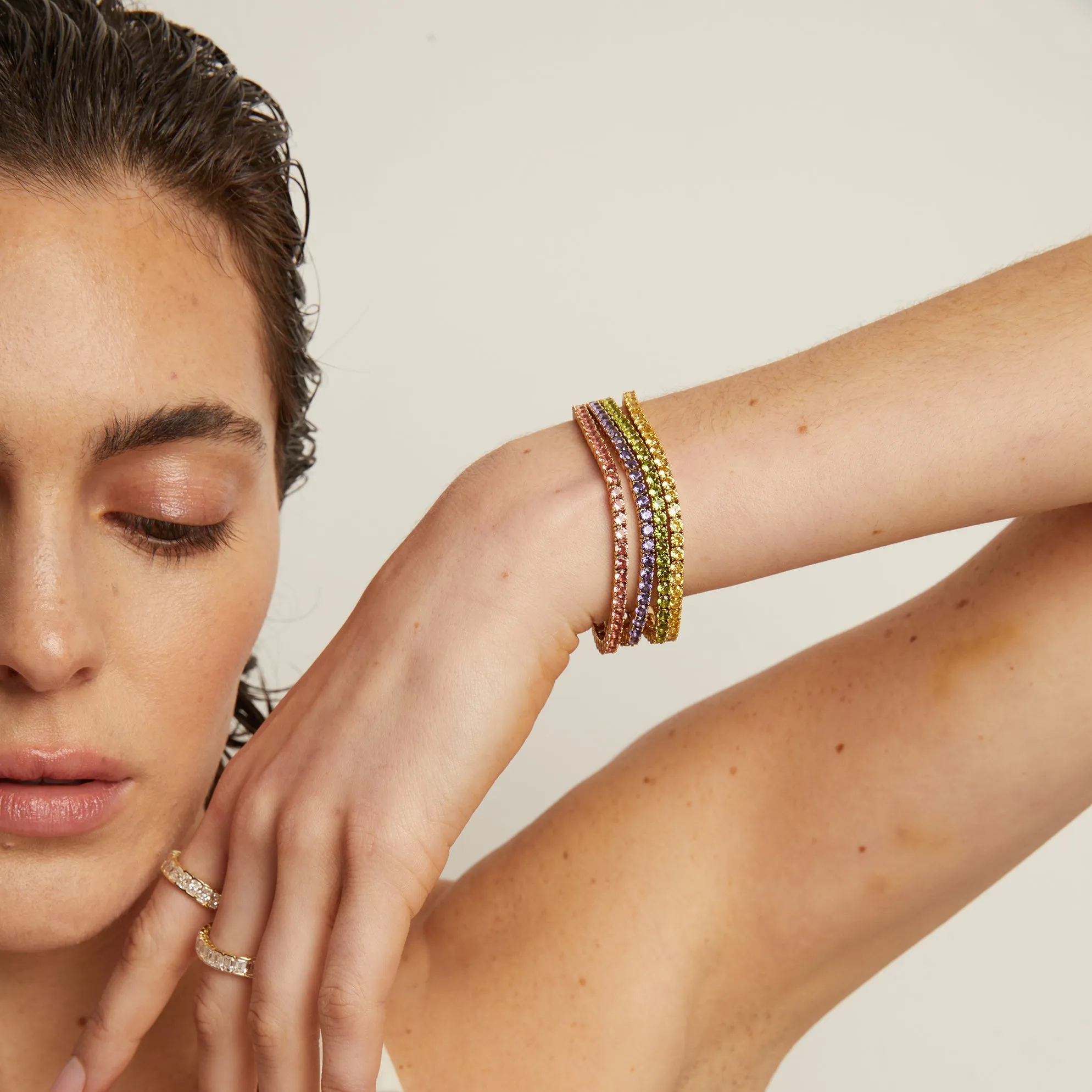 Lab Grown Green Peridot Tennis Bracelet sold by Aurate product image thumbnail 5