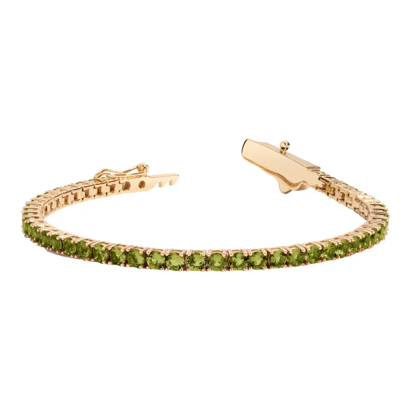 Lab Grown Green Peridot Tennis Bracelet sold by Aurate