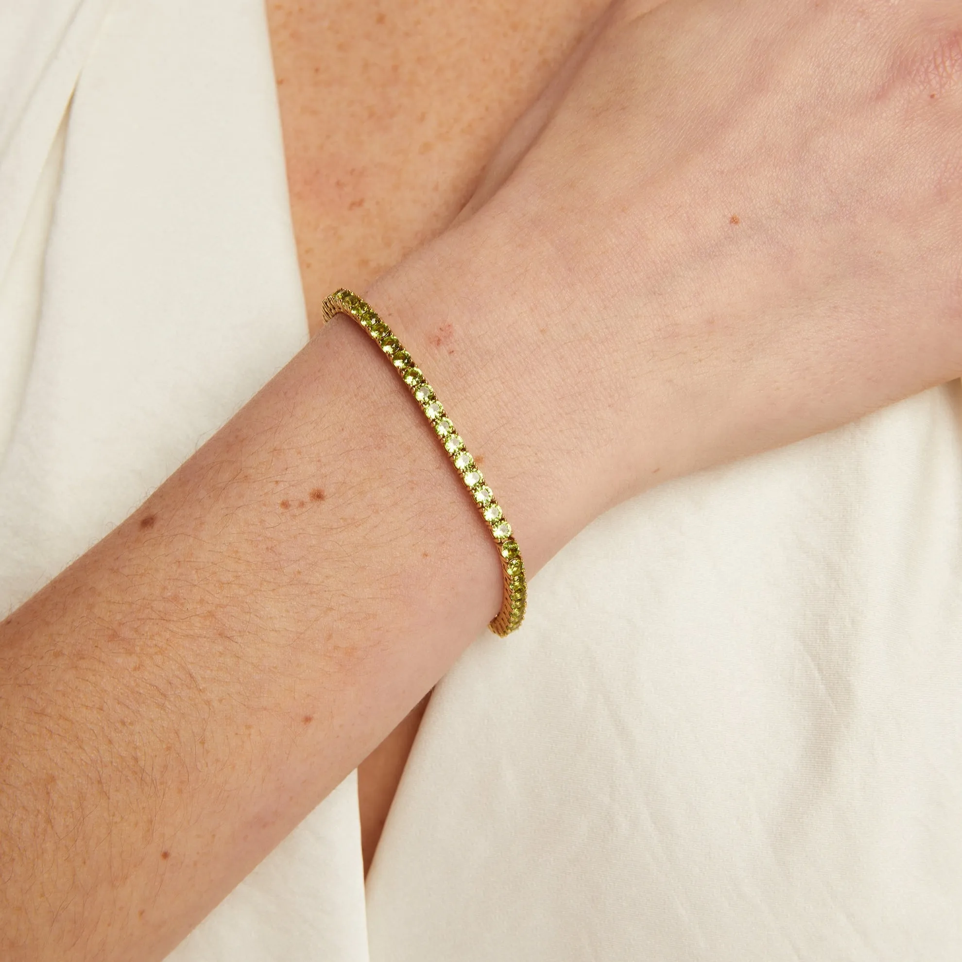 Lab Grown Green Peridot Tennis Bracelet sold by Aurate product image thumbnail 3