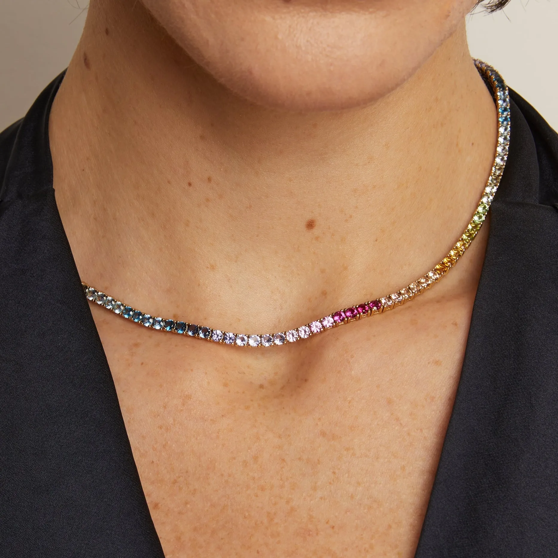 Ombré Rainbow Tennis Necklace sold by Aurate product image thumbnail 3