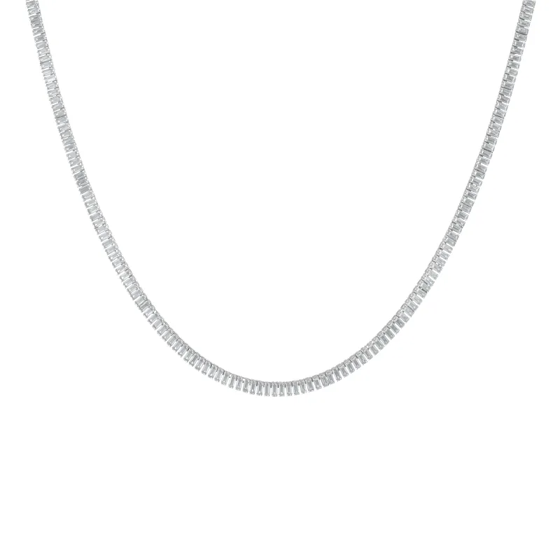 Lab Grown Blue Tourmaline Baguette Tennis Necklace sold by Aurate