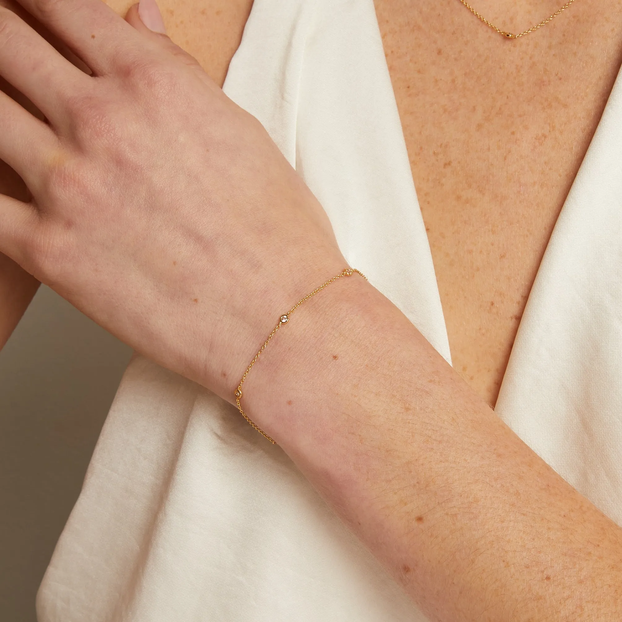 Lab Grown White Sapphire Station Bracelet sold by Aurate product image thumbnail 5