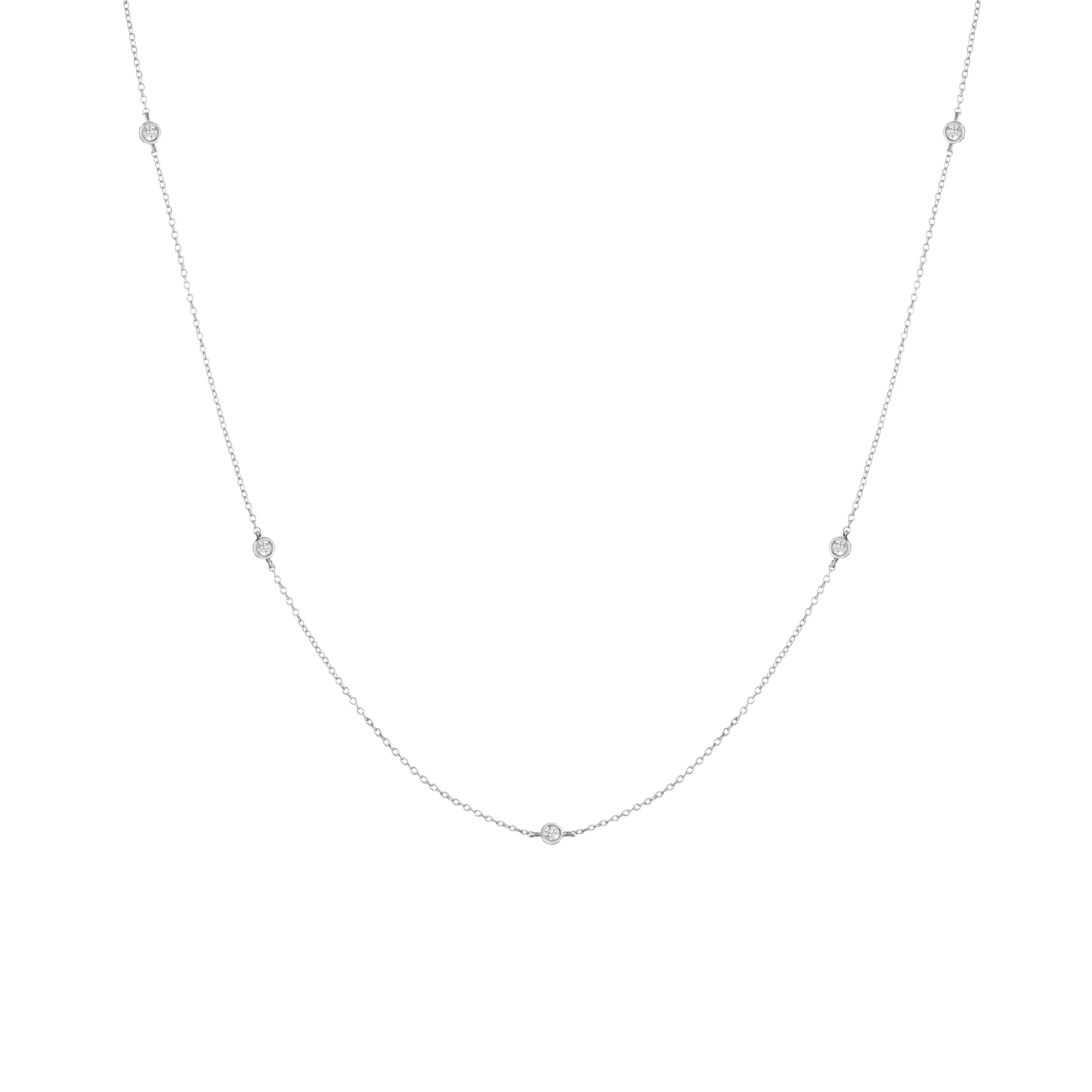 Lab Grown White Sapphire Station Necklace sold by Aurate product image thumbnail 2