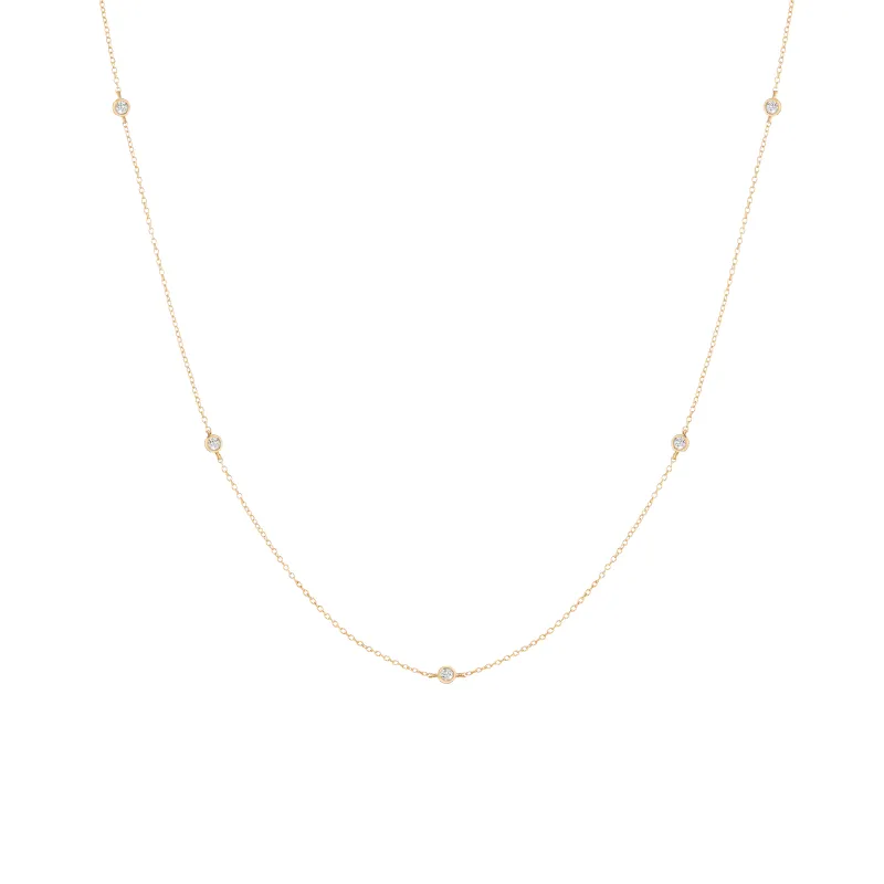 Lab Grown White Sapphire Station Necklace sold by Aurate