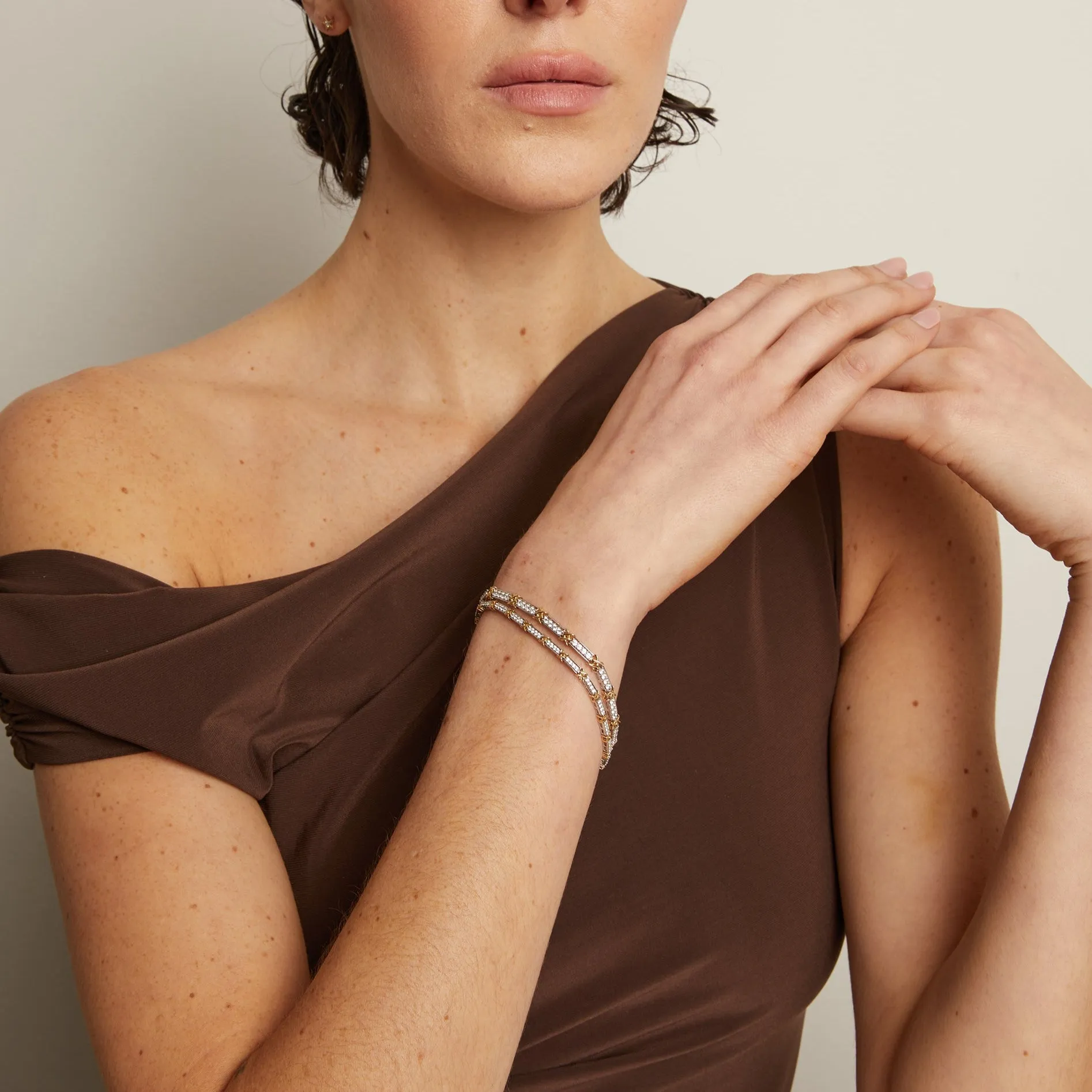 Mini Lab Grown White Sapphire X Tennis Bracelet sold by Aurate product image thumbnail 5