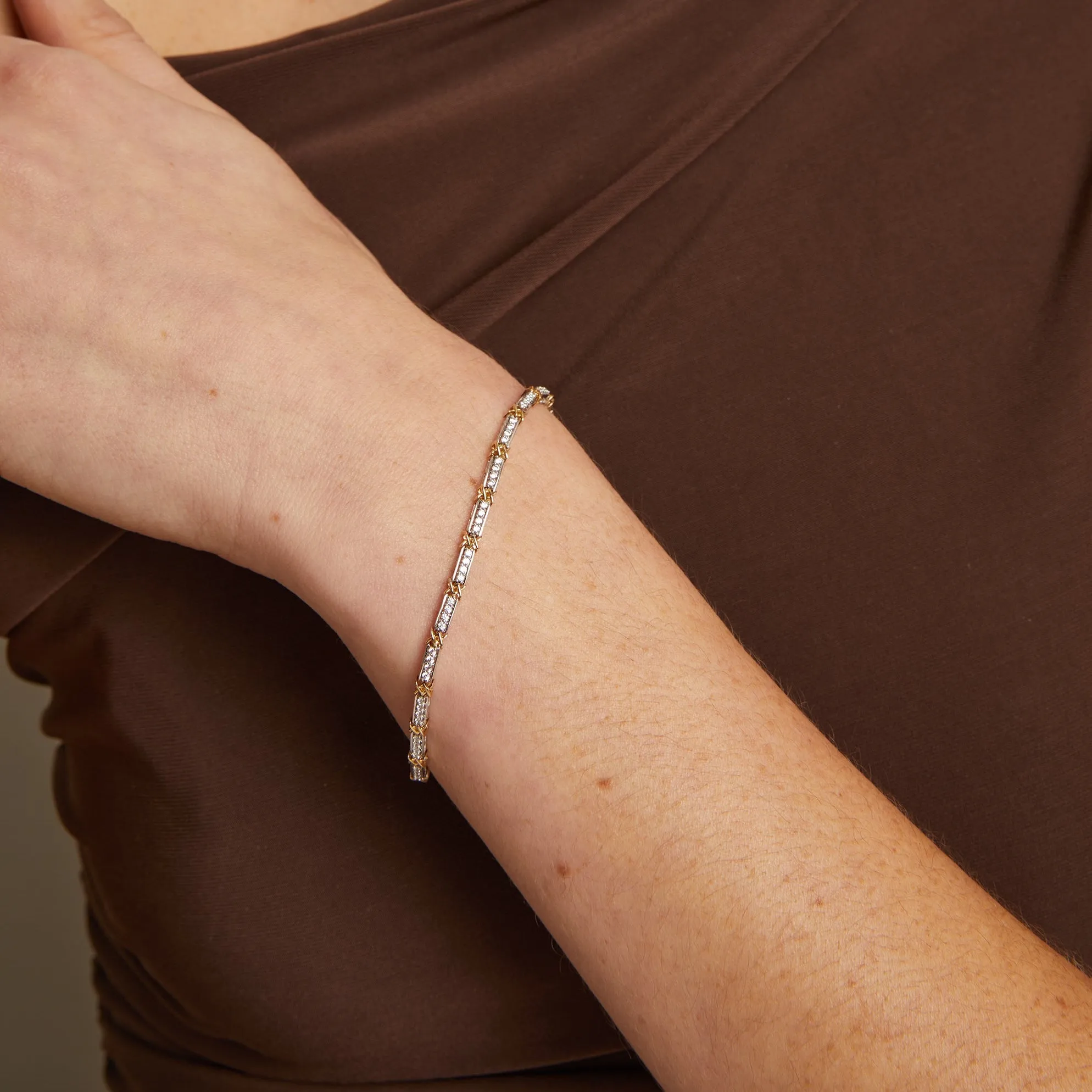 Mini Lab Grown White Sapphire X Tennis Bracelet sold by Aurate product image thumbnail 3